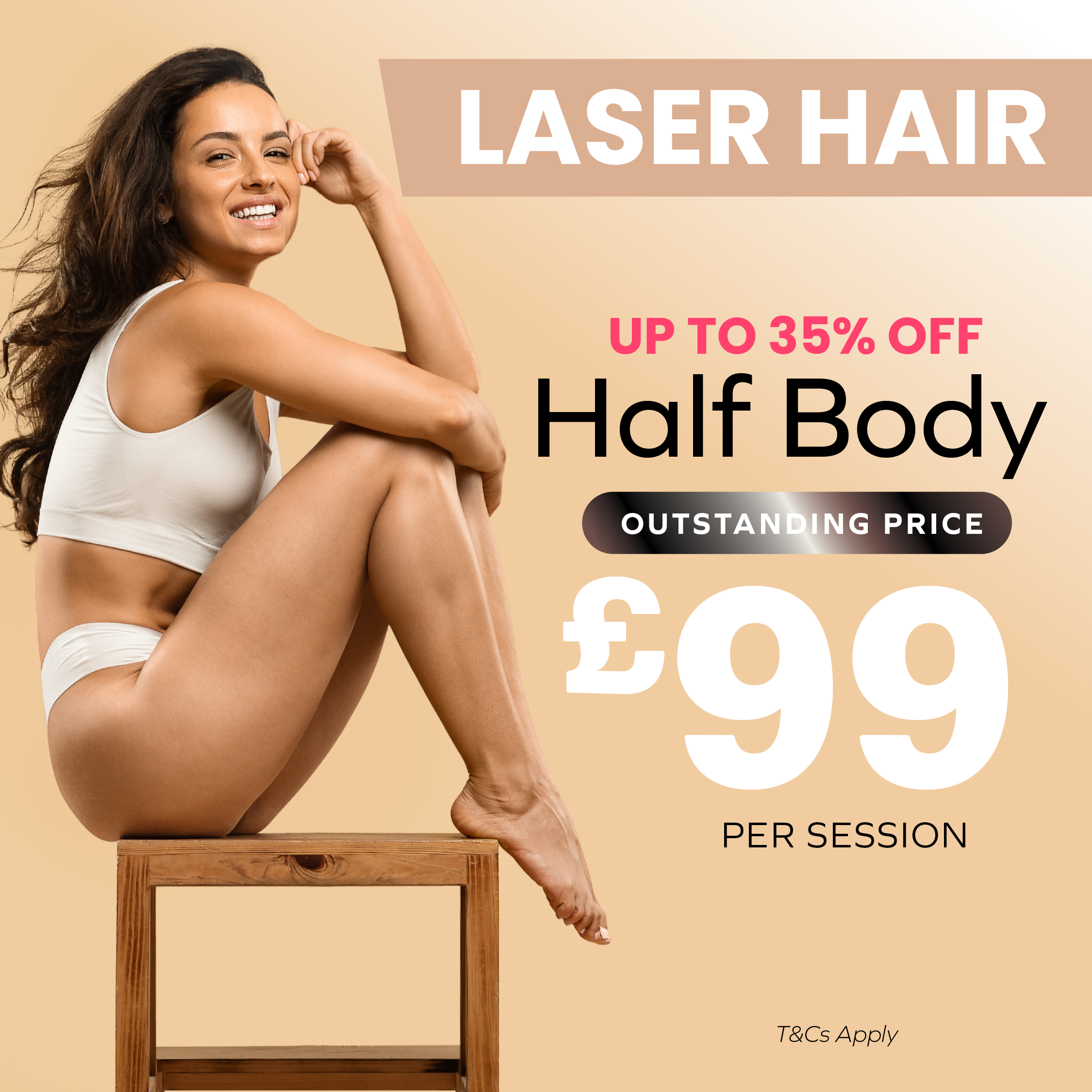 Laser hair removal half body £99